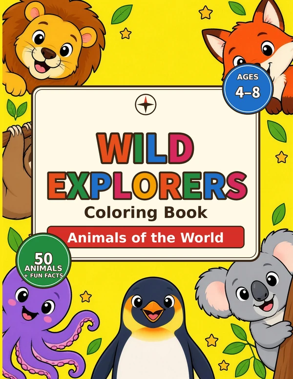 Cover of Wild Explorers Coloring Book: Animals of the World