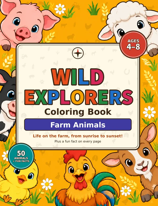 Cover of Wild Explorers Coloring Book: Farm Animals