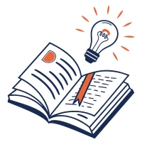 Open book with lightbulb